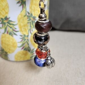 Elegant Multicolor Murano Glass .925 Core Beaded Charm For Tumbler Handles